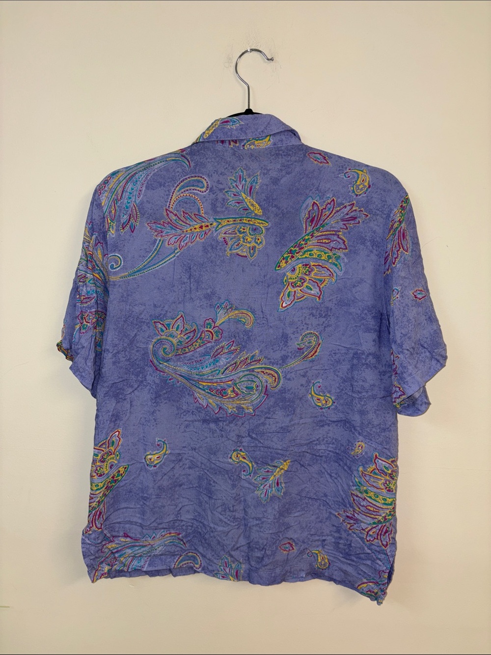 ❤️ penmans Women’s Casual Lavender Paisley Short-Sleeve Button-Down Shirt size S - Picture 2 of 4